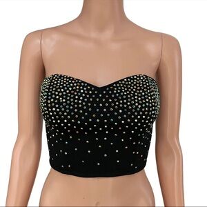 Pins & Needles Black Bandeau  Top with Multicolor Studs